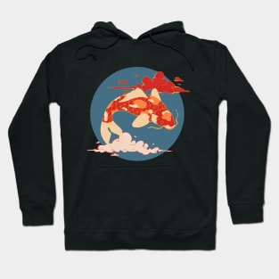 Koi Carp on Big Blue Moon Hoodie